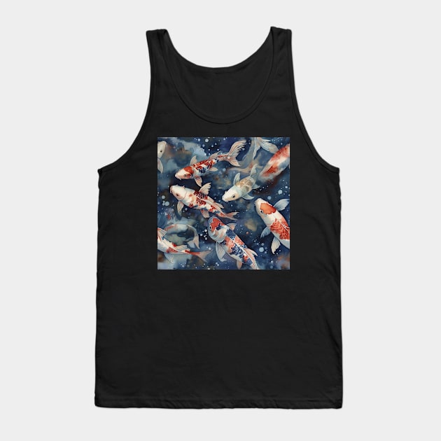 Watercolor Koi pattern Tank Top by PixelPusherArt